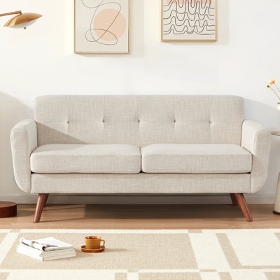 Corrigan Studio Jadier 67 Upholstered Loveseat Square Arm Linen Velvet Sofa Reviews Wayfair